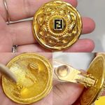 Fendi Authentic  Rare Vintage 80’s 18kt G.P FF Fendista XL Round Clip on Earrings Photo 13