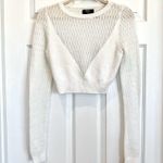 Nasty Gal VTG White Open-Knit Bustier Cropped Long Sleeve Sweater Top — RARE Photo 9