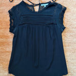 Daniel Rainn  Black Lace Blouse Size M Tie Back Sleeveless Top Photo 0