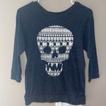 Unlisted Women's Gray White Sugar Skull 3/4 sleeve Shirt Size‎ Small Photo 0