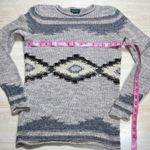 Lauren Jeans Co. Ralph Lauren Sweater Small Knit Aztec Pattern Gray Neutral Photo 3