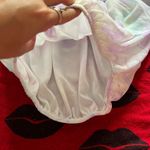 Purple white blue yellow tie dye chiffon ruffle crop top S Photo 3