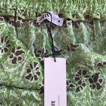 ZARA  wide leg flowy printed viscose palazzo pants green Sz M Photo 10