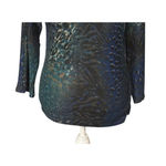 Frank Lyman Knit Top Size 8 Animal Black Blue 3/4 Sleeves Sparkle Artsy Casual Photo 4