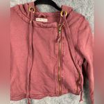 We The Free Womens Sz XS You Asked For It Moto Jacket Knit Hooded Cropped Red Photo 2