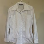 Samuel Dong Women's Small Button Down Pin Tuck White Collar Photo 0