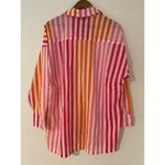 Beach Riot  Alexa Top Button Down Stripes Pink Orange White Cover Up Sunset NWOT Photo 12