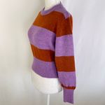 Topshop Bold Striped Soft Knit Crewneck Sweater Purple Rust Petite Size 4 Photo 13