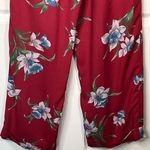 Ralph Lauren Sz 10 Red Floral Flowy Pants Side Button Photo 8