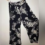 A New Day Black & Cream Wide Leg Coral Print Pants Women’s Size XS Photo 0