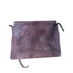 CHARLES ET CHARLUS Croc Print Nubuck Leather Flap Handbag Brown Photo 1