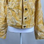 Dennis Basso  Yellow and White Leaf Pattern Button Up Denim Jacket Size 4 NWT Photo 2
