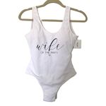 David's Bridal NWT Davis Bridal White Wife of the Party Swimsuit Cup Padding Chic Fun Sz M Photo 1