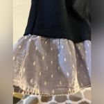 Loft Navy short sleeve vneck jersey shirt with adorable chambray ruffle size M Photo 5