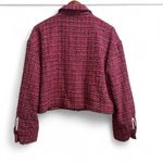 Rachel Zoe  Cropped Tweed Pink Collared Blazer Jacket Large Photo 1