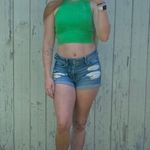 Divided green ribbed tank top Photo 1