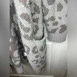 Pink Lily  Gray Leopard Print Soft Hooded Cardigan Photo 2