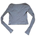 Aeropostale Seriously Soft Ribbed Henley Crop Top Long Sleeve Womens M Blue Slim Photo 7