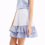 J.Crew New Cocktail Stripe Ruffle Skirt Womens Size 8 Aline Elastic Waist Photo 1