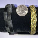 Lot of 2 Black Green Mens Womens Boho Braided Adjustable Bracelets Photo 1