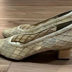 Annie Griffin Annie Vintage 90s Chunky Gold Quilted Women's Heels Size 8 1/2 Photo 0