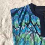 Laundry by Shelli Segal LAUNDRY Shelli Segal Blue Green Printed Shift Dress Short Sleeve Summer Medium Photo 5