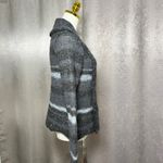 Free People Striped Knit Cardigan Button Up Sweater Gray Blue Oversized Medium Photo 2