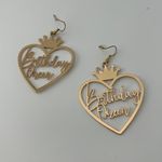 Birthday Queen Earrings Costume Gold Heart Queen Hook Photo 1