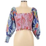 Farm Rio  Mix Color Birds Smocked Crop‎ Top Photo 2