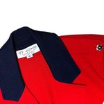 St. John Collection Knit Blazer Red Gold Chain Navy Trim 10 Vintage Luxury Jacket Photo 3