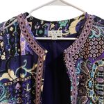 Joan Rivers Purple Paisley Print Embellished Open Front Jacket Blazer L Size L Photo 2