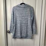 Soft Surroundings  cowl neck blue heathered cotton‎ blend sweater size small Photo 4
