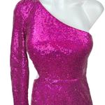 Lulus Pink Sequin One Shoulder Sparkly Shimmer Cutout Cocktail Mini Dress Size S Photo 10