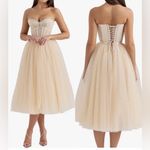 House Of CB NEW  Darling Strapless Tulle Midi Vintage Cream Dress SZ XL Photo 1
