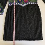 Vintage Night Vogue Silk Floral Sequin & Beaded Embellished Long Sleeve Dress L Black Size L Photo 8