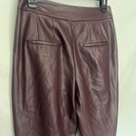 EXPRESS Faux Leather Y2K Straight Womens Pants Sz 4 Burgundy Mob Wife edgy Vegan Photo 9