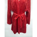 Kate Spade Fleece Robe Womens L XL Red Flower Power Polyester Belt Pockets Photo 2