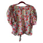 Ba&sh Amael Multicolor Floral Print Puff Sleeve Round Neck Blouse Size Medium Photo 2