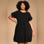 Lulu's Black Mini Dress with Ruffle Sleeves Size M Photo 2