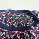 Ralph Lauren Lauren  Shirt Womens Petite Small Geometric Short‎ Sleeve Zip Top Photo 2