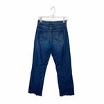 Uniqlo Dark Wash High Rise Distressed Boyfriend Straight Leg Jeans Photo 5