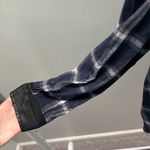 Heartloom Flannel Women’s Shirt Button Down Faux Leather Trim Plaid Blue White Photo 2