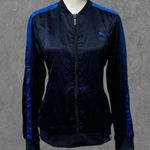 Puma | Navy Blue Stripe Track Long Sleeve Full Zip Athletic Jacket Size L Photo 0