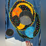 Liz Claiborne CRAZY HORSE Vintage Funky Artsy Embroidered Denim Jean Jacket Photo 10
