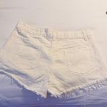 SheIn Cream Frayed Hem Jean Shorts Photo 1