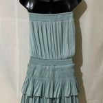 Mustard Seed Strapless Tiered Mini Dress Blue Smocked Ruffle Hem Size M Photo 5