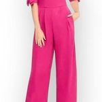 Gal Meets Glam Meredith Jumpsuit Women's Size 0P Pink Bow Off Shoulder Wide Leg Photo 0