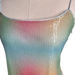 STAUD Jenny Dress Rainbow Ombré Mesh Mini slip sequin size medium M Photo 7