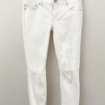 Free People | Destroyed Distressed Skinny Ankle Jeans White Tan Topstitch | 26 Photo 0