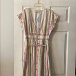 Loft Colorful Striped Midi Summer Dress bottoms down size 8P brand new Photo 1